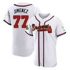 Atlanta Braves #77 Joe Jimenez Player White Gold Limited Elite Home Game Stitched Baseball Jersey