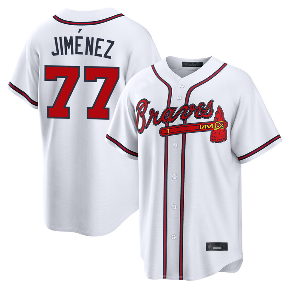 Atlanta Braves #77 Joe Jimenez Player White Home Game Stitched Baseball Jersey