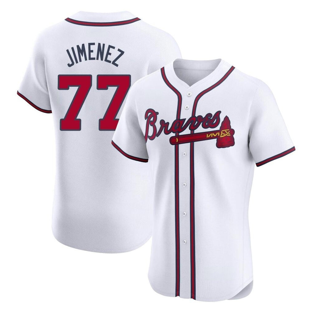 Atlanta Braves #77 Joe Jimenez Player White Limited Elite Home Game Stitched Baseball Jersey
