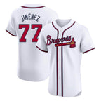 Atlanta Braves #77 Joe Jimenez Player White Limited Elite Home Game Stitched Baseball Jersey