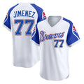 Atlanta Braves #77 Joe Jimenez Player White Throwback Cooperstown Collection T-shirt Game Stitched Baseball Jersey