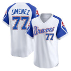 Atlanta Braves #77 Joe Jimenez Player White Throwback Cooperstown Collection T-shirt Game Stitched Baseball Jersey
