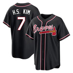 Atlanta Braves #7 Ha-Seong Kim Player Black Fashion Out Game Stitched Baseball Jersey