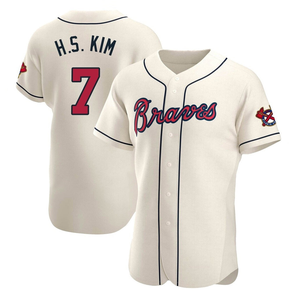 Atlanta Braves #7 Ha-Seong Kim Player Cream Limited Elite Home Game Stitched Baseball Jersey