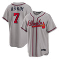 Atlanta Braves #7 Ha-Seong Kim Player Gray Home Game Stitched Baseball Jersey