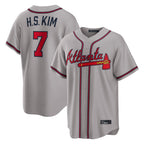 Atlanta Braves #7 Ha-Seong Kim Player Gray Home Game Stitched Baseball Jersey