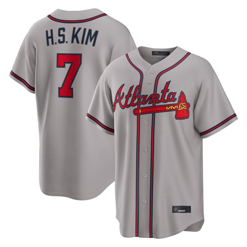 Atlanta Braves #7 Ha-Seong Kim Player Gray Home Game Stitched Baseball Jersey