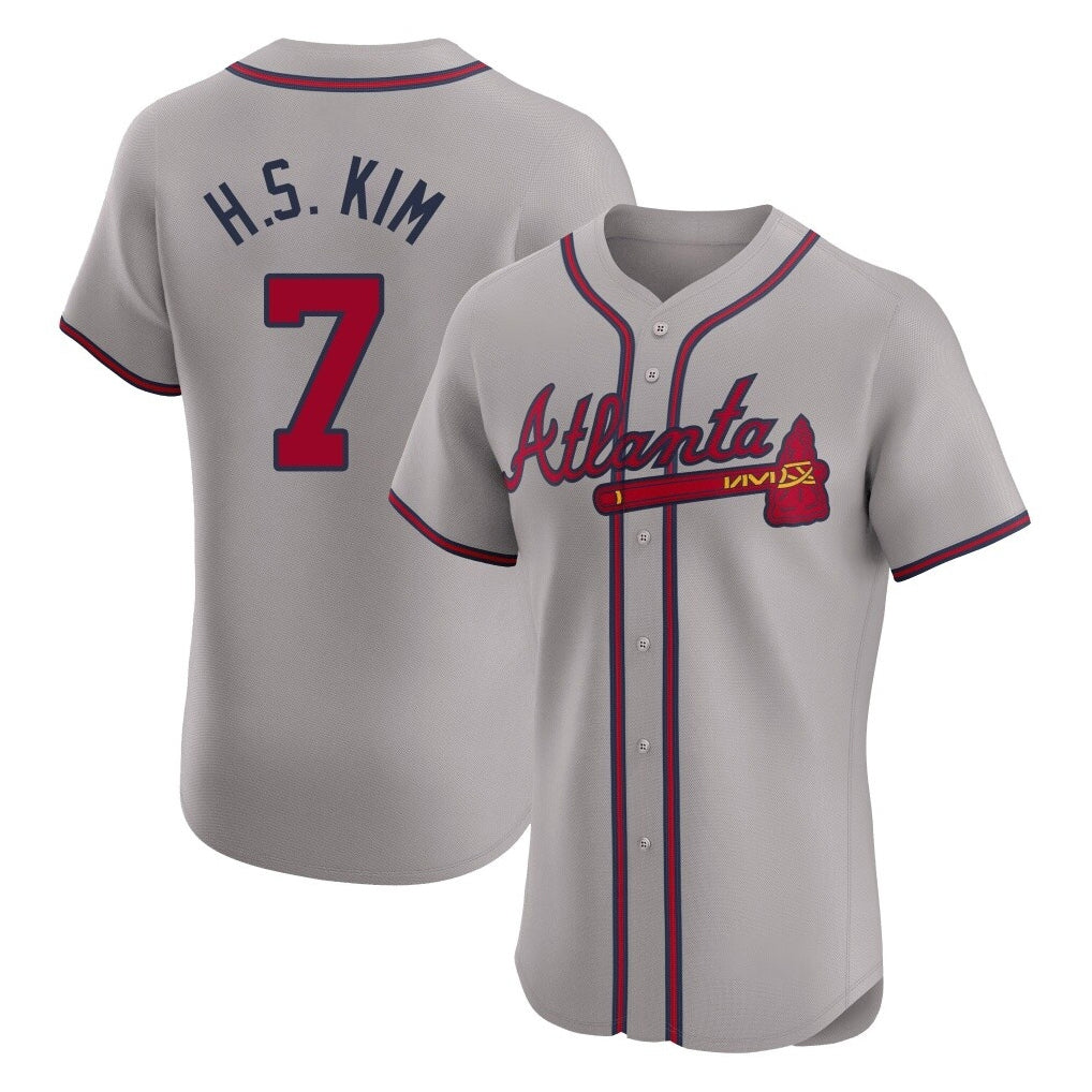 Atlanta Braves #7 Ha-Seong Kim Player Gray Limited Elite Home Game Stitched Baseball Jersey
