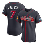 Atlanta Braves #7 Ha-Seong Kim Player Navy 2025 Speedway Classic Limited Elite Home Game Stitched Baseball Jersey
