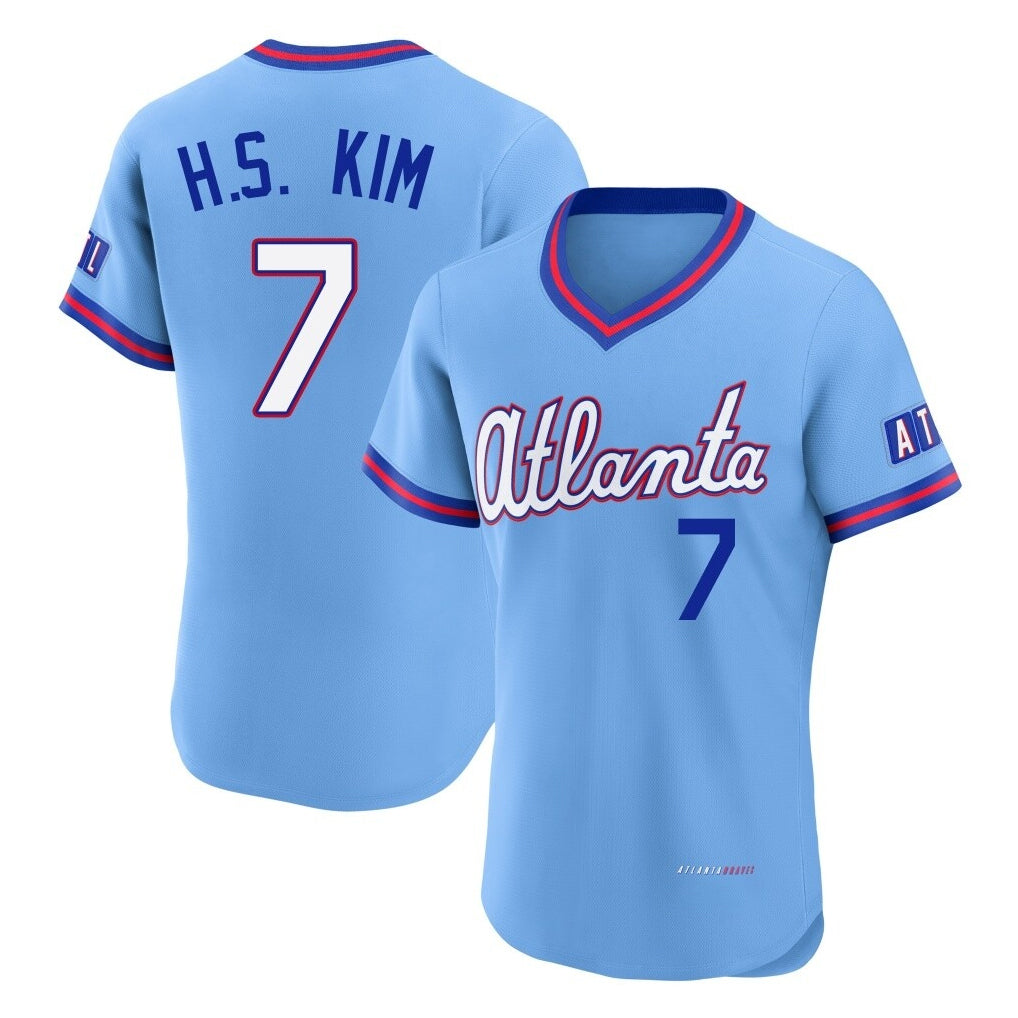 Atlanta Braves #7 Ha-Seong Kim Player Powder Blue 2026 City Connect T-shirt Limited Elite Home Game Stitched Baseball Jersey