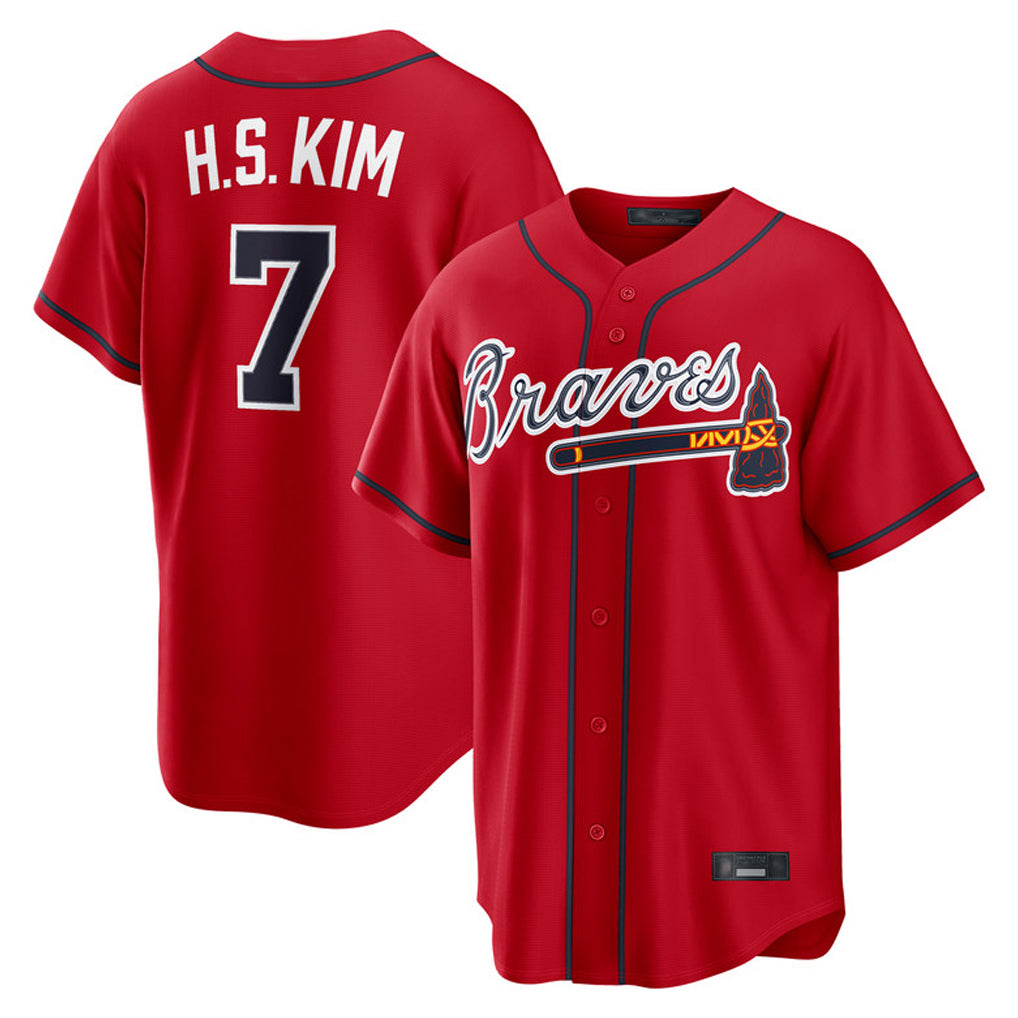 Atlanta Braves #7 Ha-Seong Kim Player Red Home Game Stitched Baseball Jersey