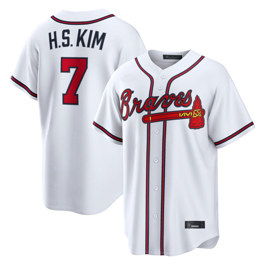 Atlanta Braves #7 Ha-Seong Kim Player White Home Game Stitched Baseball Jersey