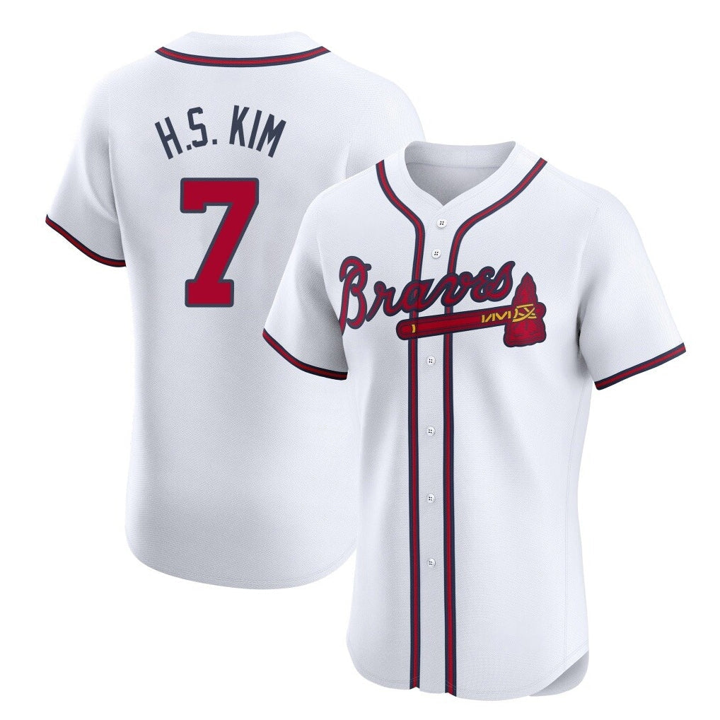 Atlanta Braves #7 Ha-Seong Kim Player White Limited Elite Home Game Stitched Baseball Jersey