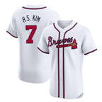 Atlanta Braves #7 Ha-Seong Kim Player White Limited Elite Home Game Stitched Baseball Jersey