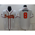 Atlanta Braves #8 Eddie Rosario 2022 White Gold World Series Champions Program Cool Base Stitched Baseball Jersey