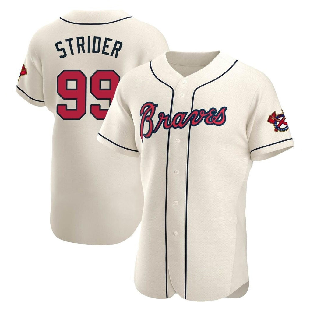 Atlanta Braves #99 Spencer Strider Player Cream Limited Elite Home Game Stitched Baseball Jersey