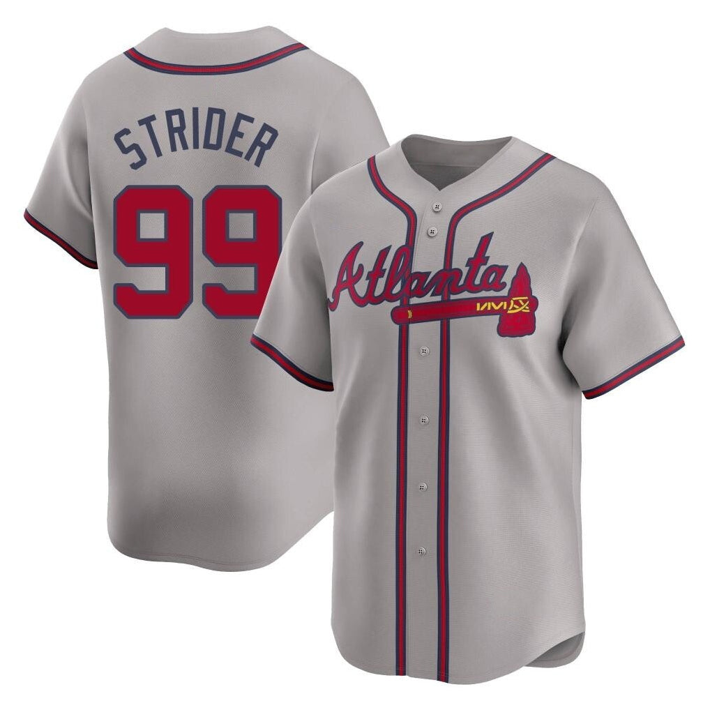 Atlanta Braves #99 Spencer Strider Player Gray Limited Home Game Stitched Baseball Jersey