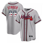 Atlanta Braves #99 Spencer Strider Player Gray USA 250 Fourth Of July Limited Home Game Stitched Baseball Jersey