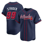 Atlanta Braves #99 Spencer Strider Player Navy 2025 Speedway Classic Home Game Stitched Baseball Jersey