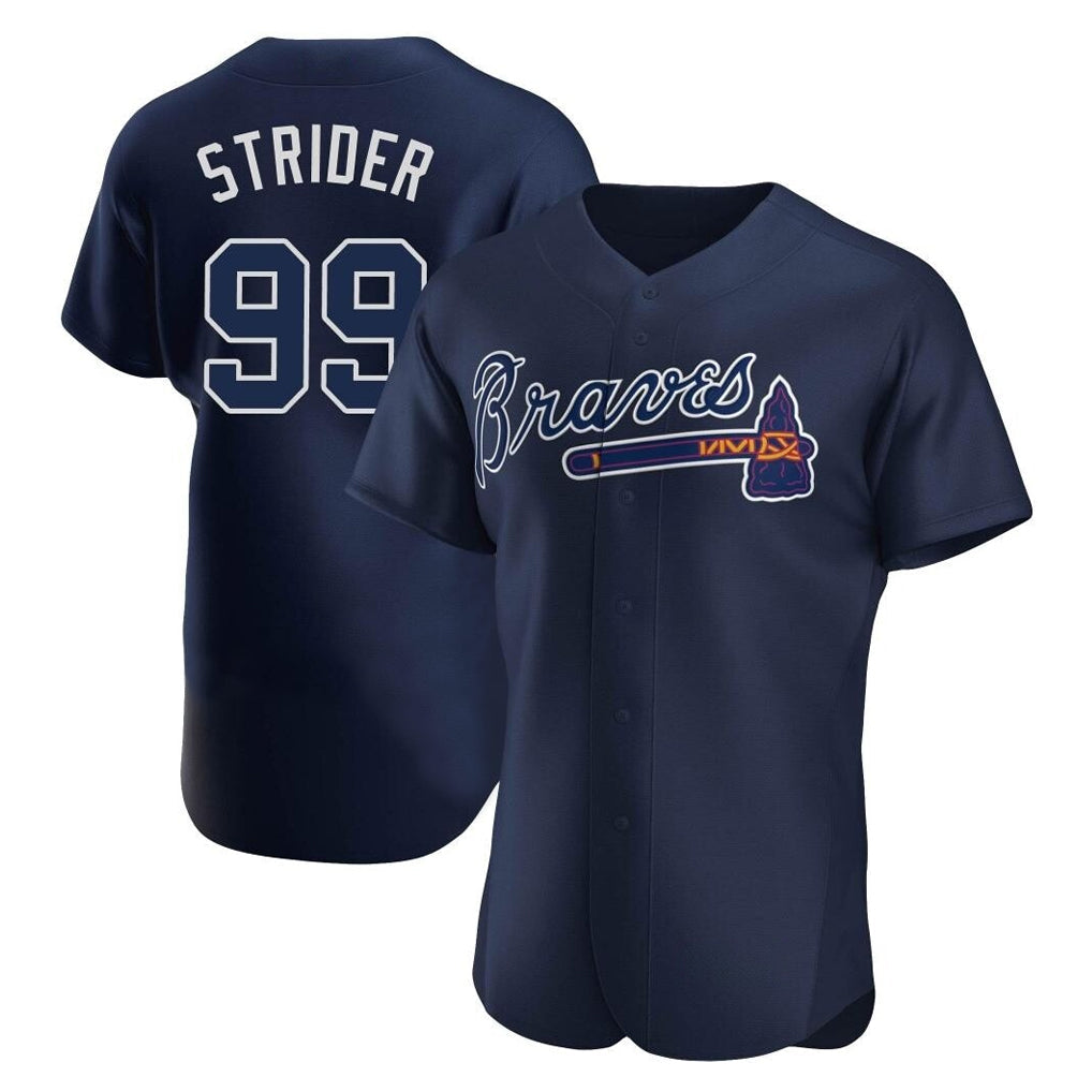Atlanta Braves #99 Spencer Strider Player Navy Alternate Limited Elite Home Game Stitched Baseball Jersey