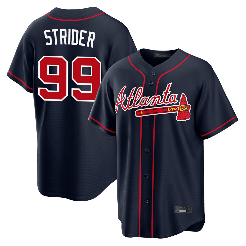 Atlanta Braves #99 Spencer Strider Player Navy Home Game Stitched Baseball Jersey