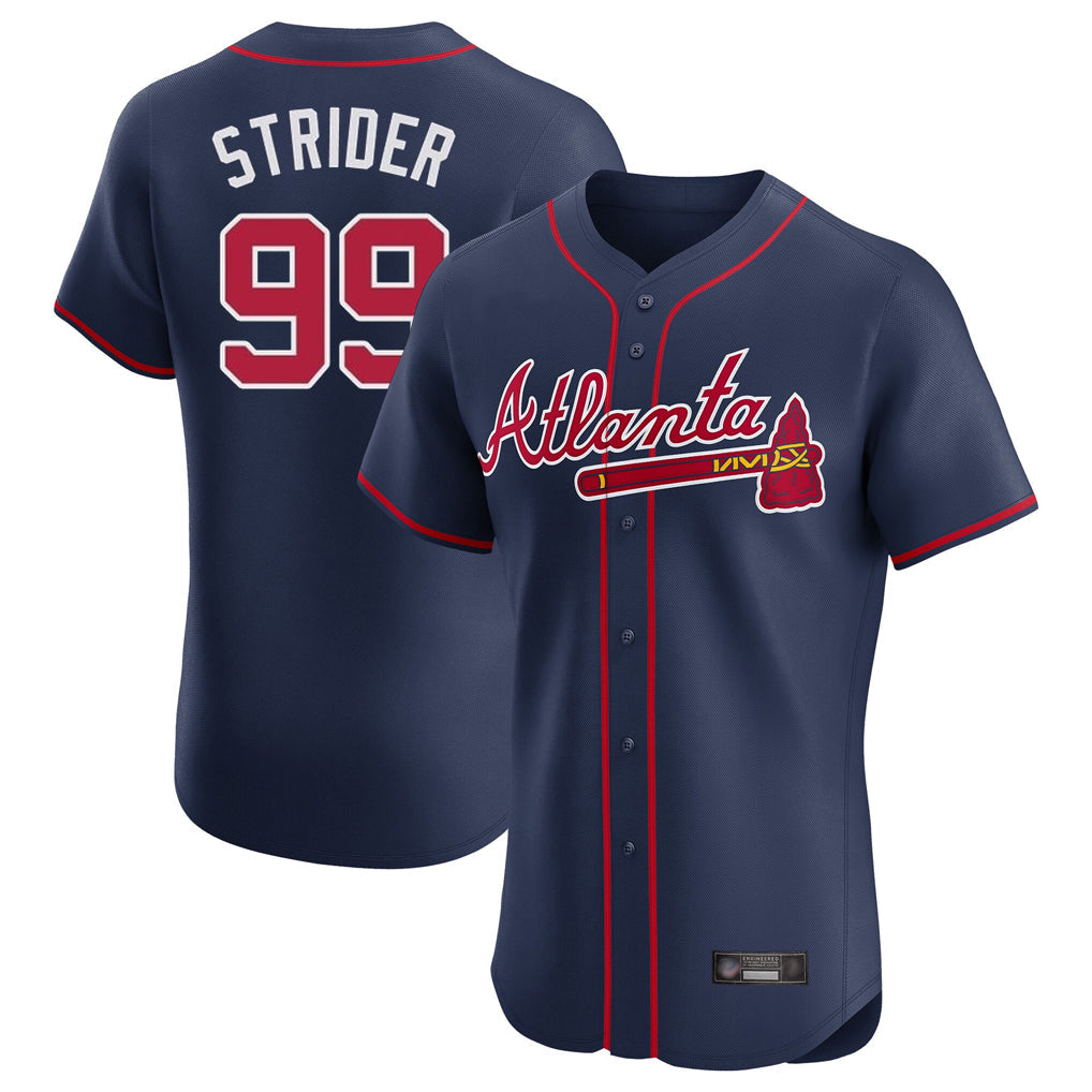 Atlanta Braves #99 Spencer Strider Player Navy Limited Elite Home Game Stitched Baseball Jersey