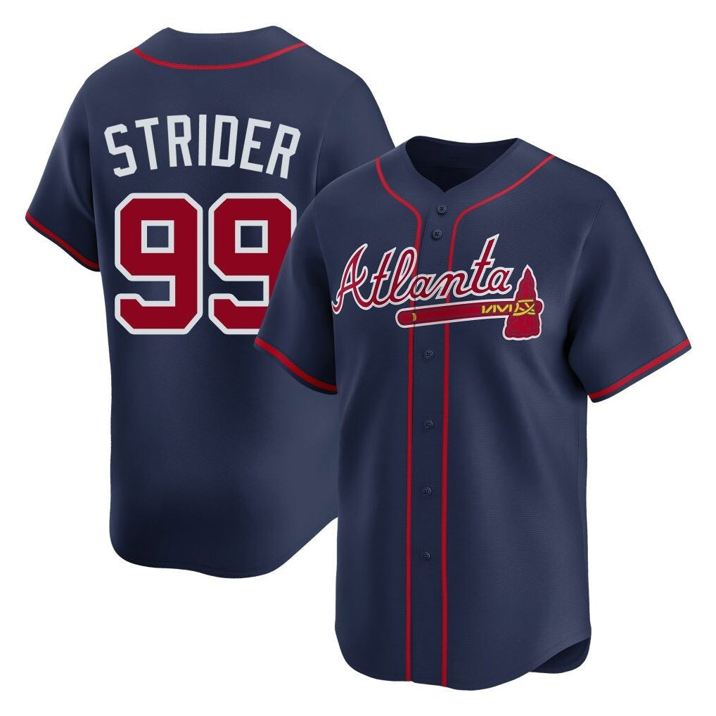 Atlanta Braves #99 Spencer Strider Player Navy Limited Home Game Stitched Baseball Jersey