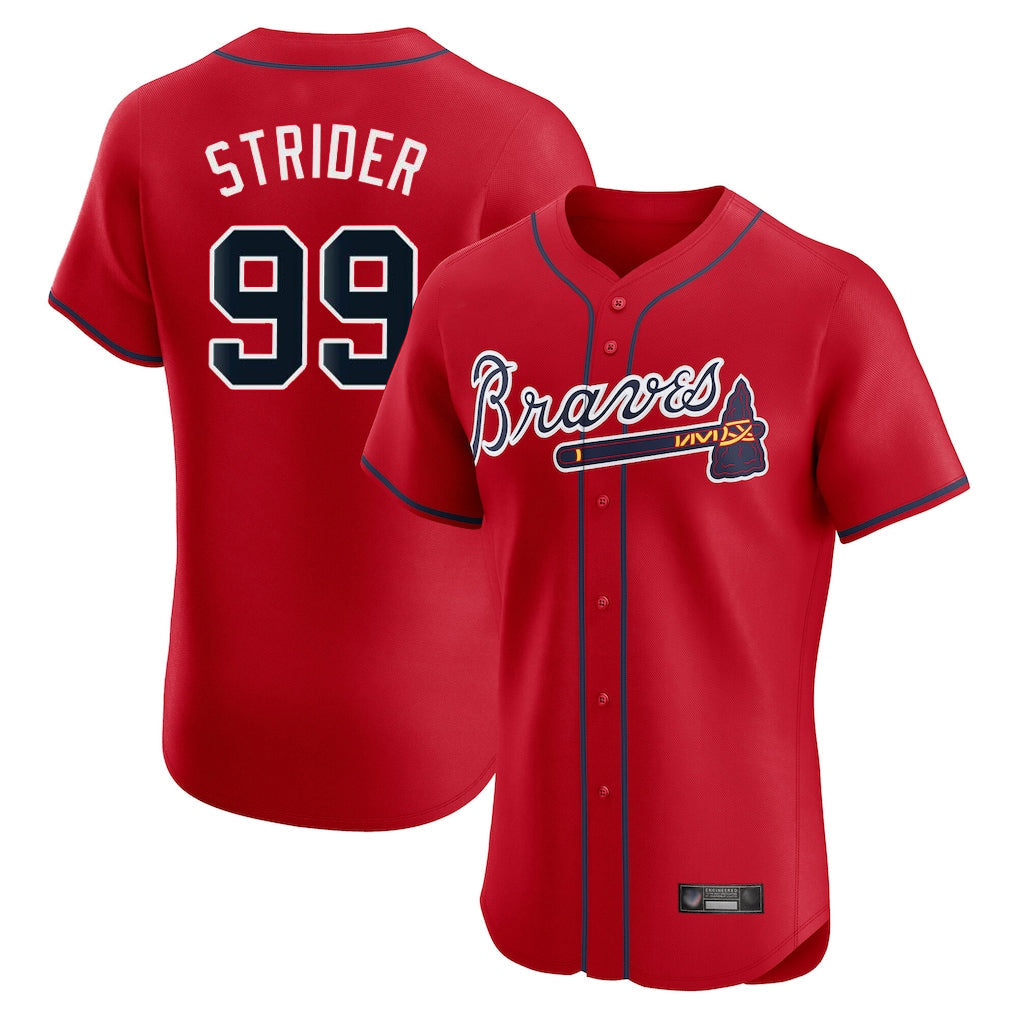 Atlanta Braves #99 Spencer Strider Player Red Limited Elite Home Game Stitched Baseball Jersey