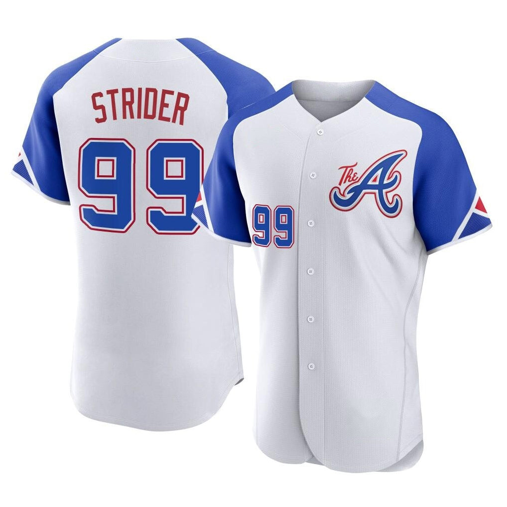 Atlanta Braves #99 Spencer Strider Player White City Connect Limited Elite Home Game Stitched Baseball Jersey
