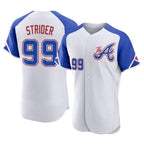 Atlanta Braves #99 Spencer Strider Player White City Connect Limited Elite Home Game Stitched Baseball Jersey