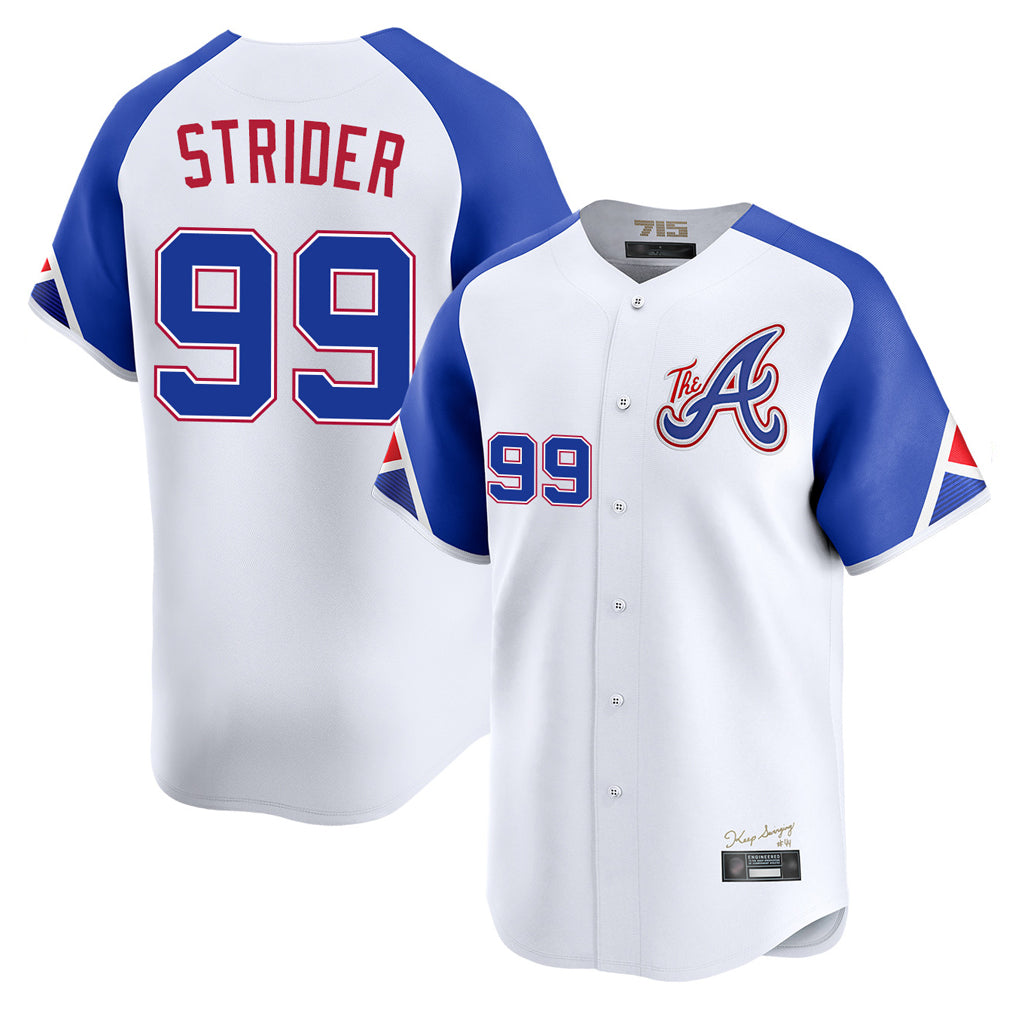 Atlanta Braves #99 Spencer Strider Player White City Connect Limited Home Game Stitched Baseball Jersey