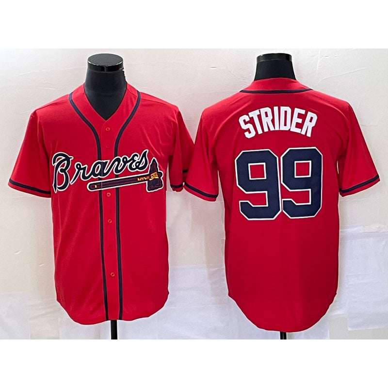 Atlanta Braves #99 Spencer Strider Red Cool Base Stitched Baseball Jersey