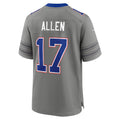 B.Bills #17 Josh Allen Gray Nickel City Game Football Jersey