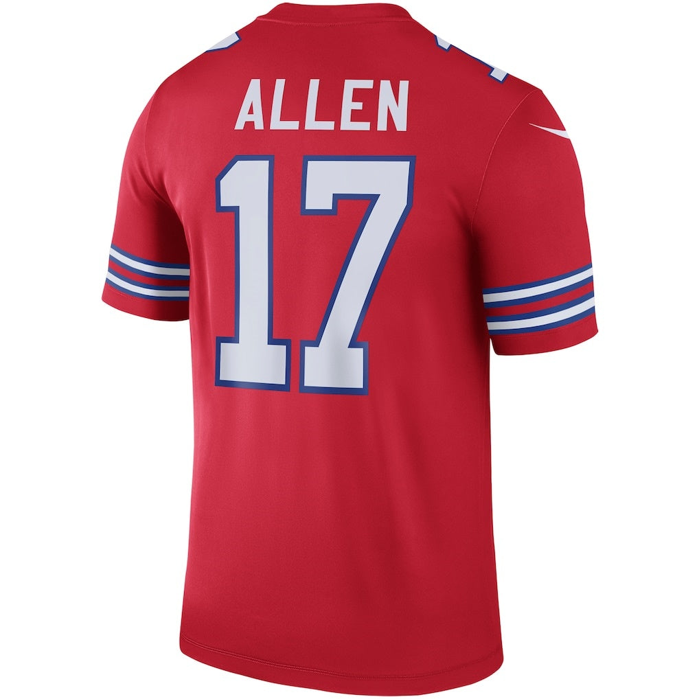B.Bills #17 Josh Allen Red Legend Player Performance Top Stitched Football American Jersey