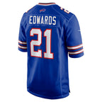 B.Bills #21 Mike Edwards Royal Game Stitched Football American Jersey