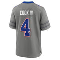 B.Bills #4 James Cook III Gray Nickel City Game Football Jersey