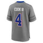 B.Bills #4 James Cook III Gray Nickel City Game Football Jersey