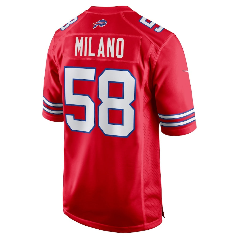 B.Bills #58 Matt Milano Red Alternate Game Stitched Football American Jersey