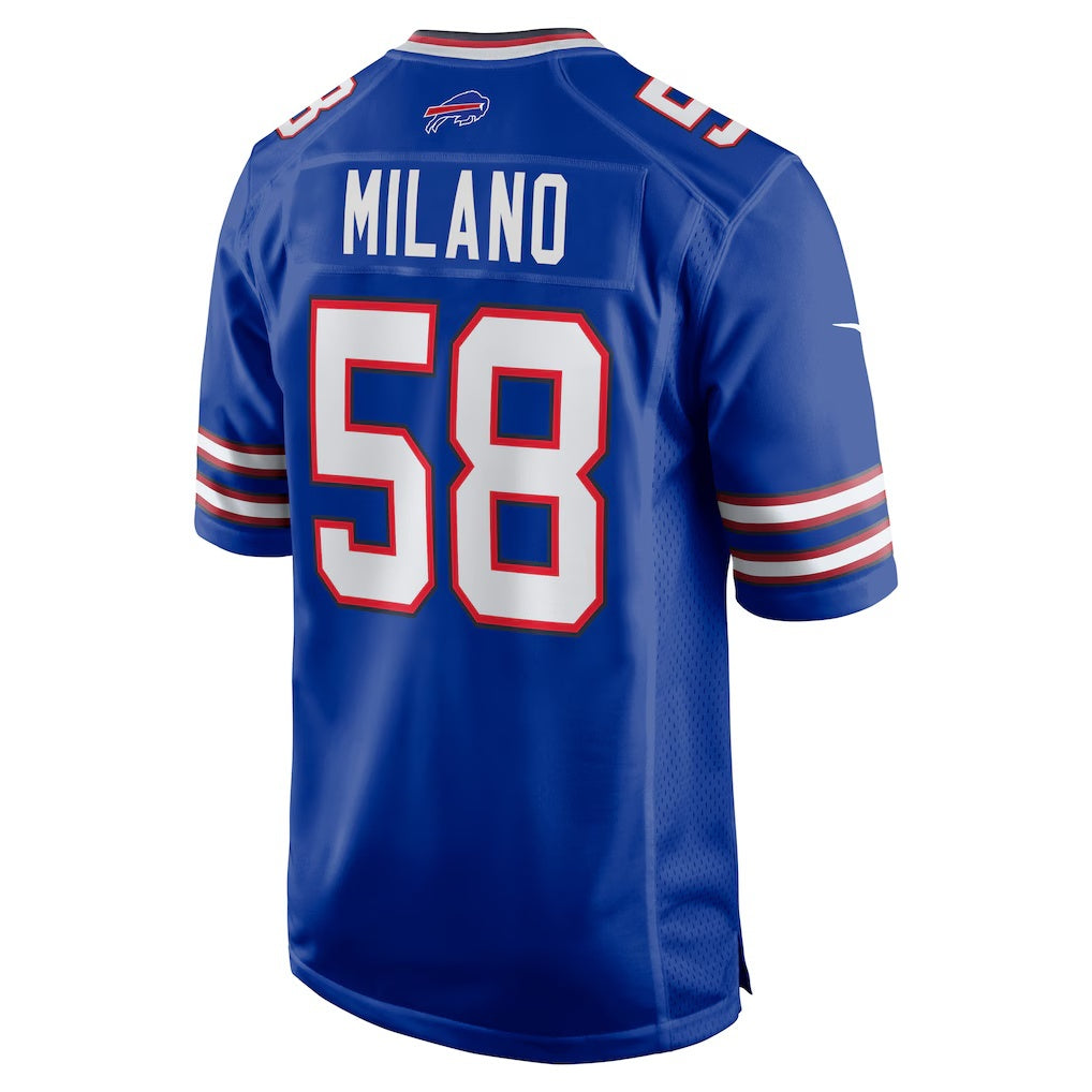 B.Bills #58 Matt Milano Royal Game Player Stitched Football American Jersey