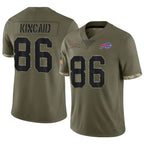B.Bills #86 Dalton Kincaid Player Salute To Service Olive Football Jerseys