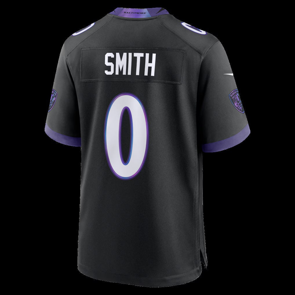 B.Ravens #0 Roquan Smith Black Alternate Game Stitched Football American Jersey