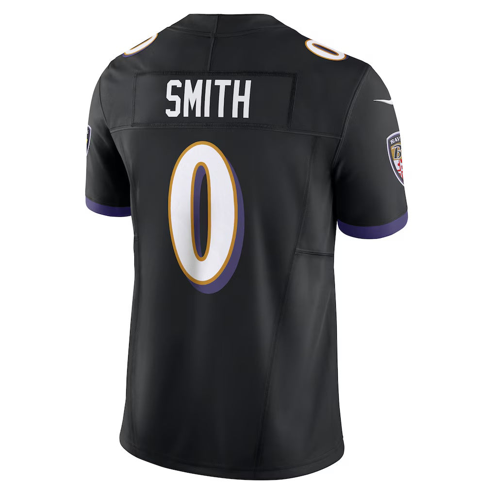 B.Ravens #0 Roquan Smith Black Alternate Vapor F.U.S.E. Limited Stitched Football American Jersey
