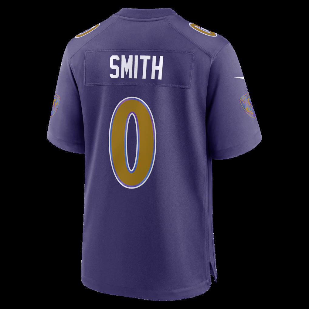 B.Ravens #0 Roquan Smith Purple Alternate Game Stitched Football American Jersey