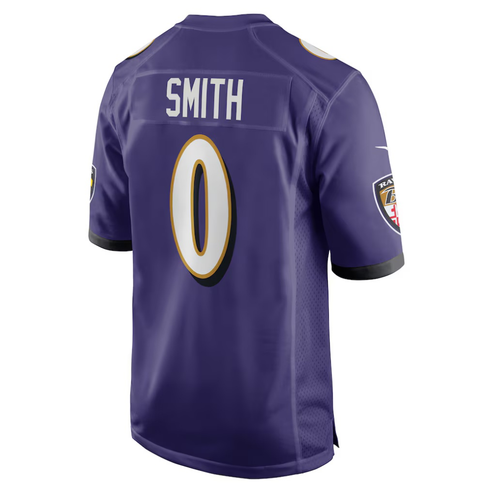 B.Ravens #0 Roquan Smith Purple Game Football Jersey