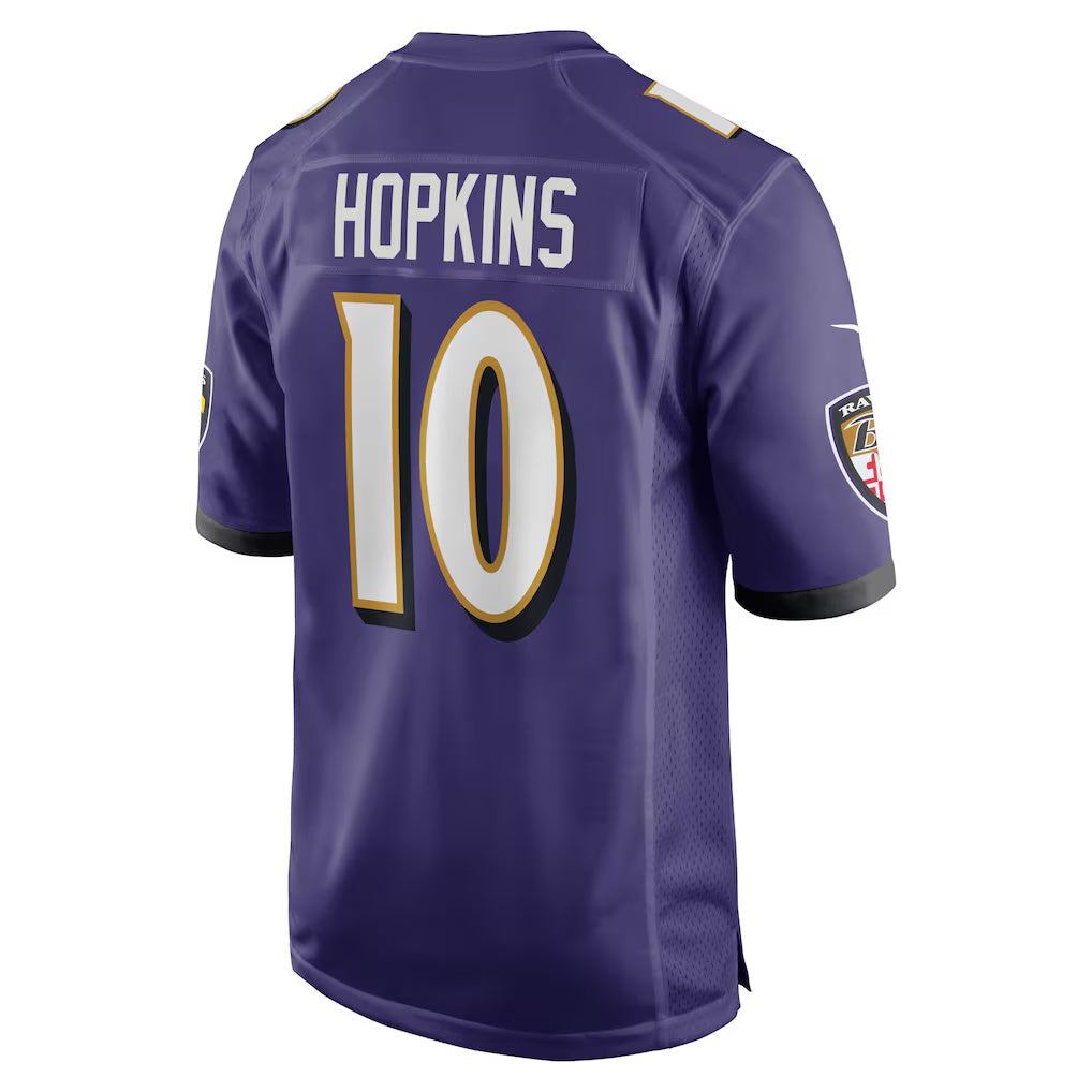 B.Ravens #10 DeAndre Hopkins Purple Team Game Stitched Football American Jersey