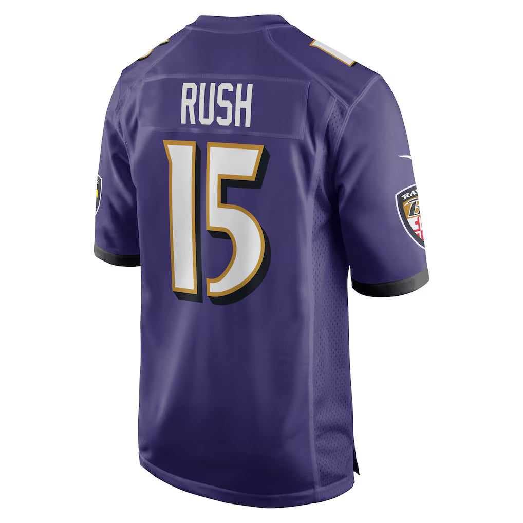 B.Ravens #15 Cooper Rush Purple Team Game Stitched Football American Jersey