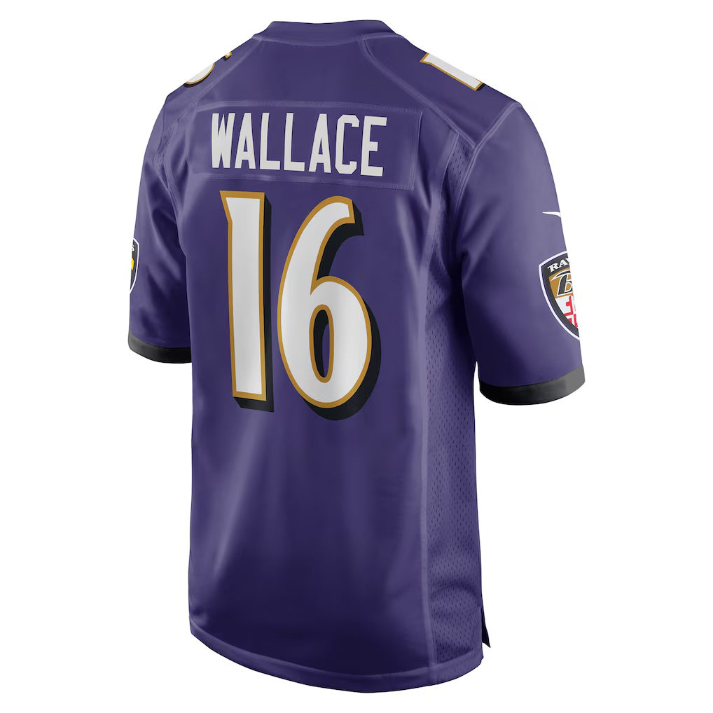 B.Ravens #16 Tylan Wallace Purple Game Stitched Football American Jersey