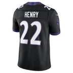 B.Ravens #22 Derrick Henry Black Alternate Alternate Vapor F.U.S.E. Stitched Limited Football Jersey