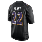 B.Ravens #22 Derrick Henry Carbon Black Fashion Football Jersey