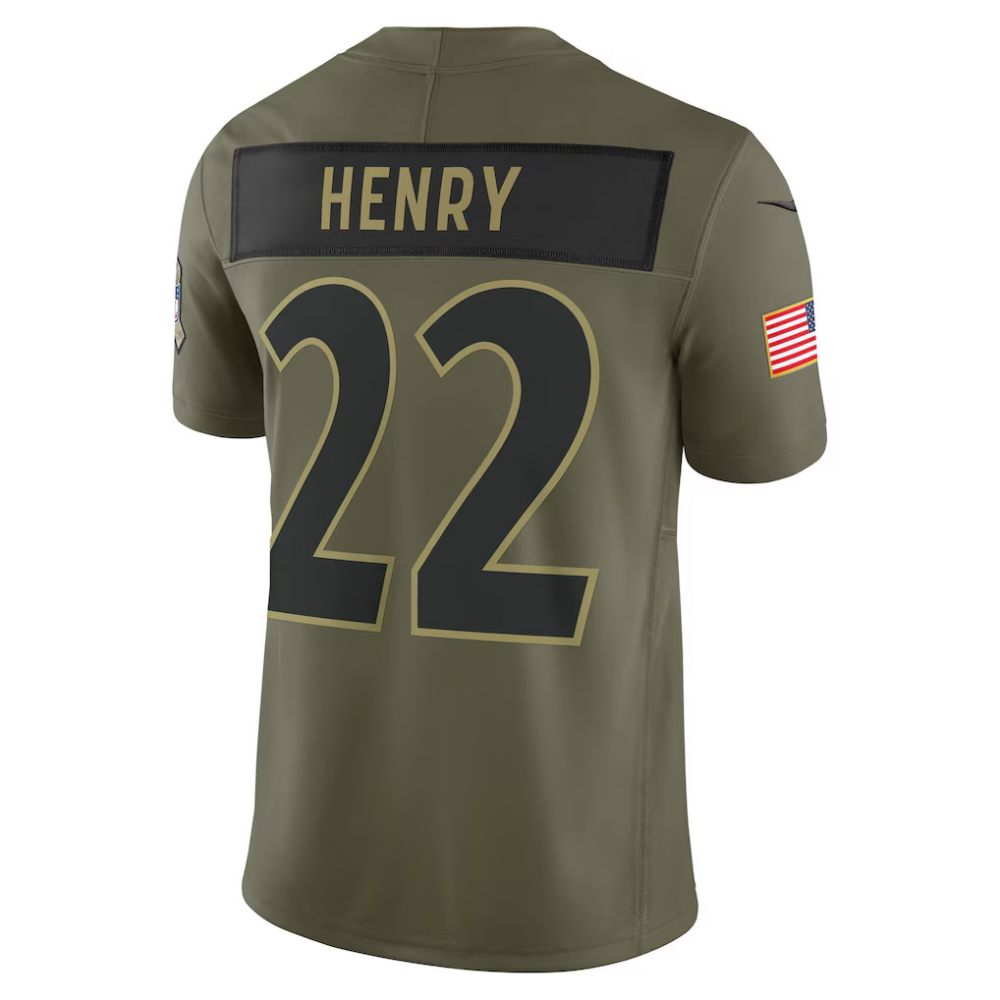 B.Ravens #22 Derrick Henry Olive 2025 Salute to Service Limited Football Jersey
